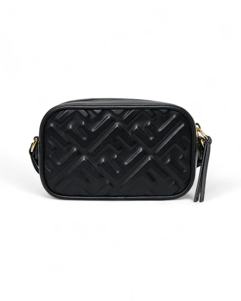 Fendi Small Ff Embossed Camera Bag In Black
