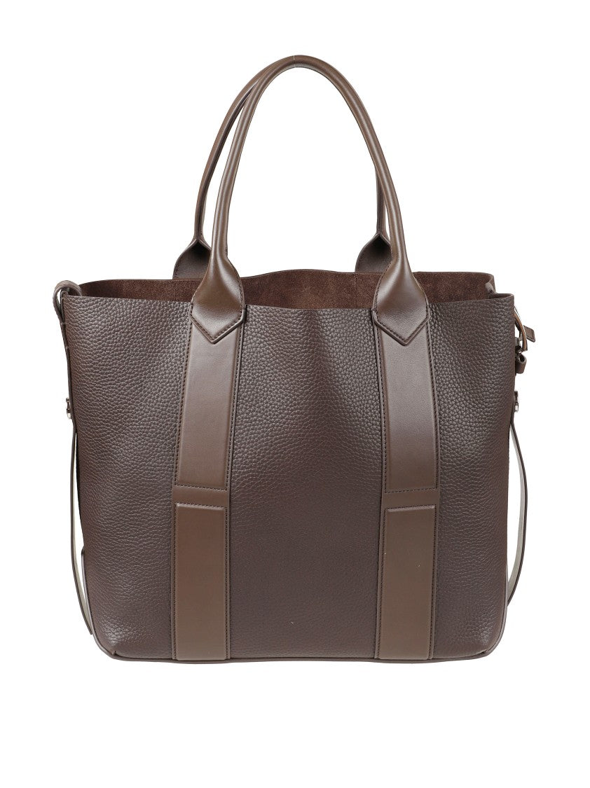 Hogan Textured Leather Tote Bag With Smooth Accents