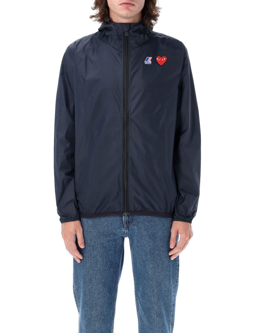 Comme Des Garçons Lightweight Full Zip Jacket With Hood And Iconic Heart Embroidery