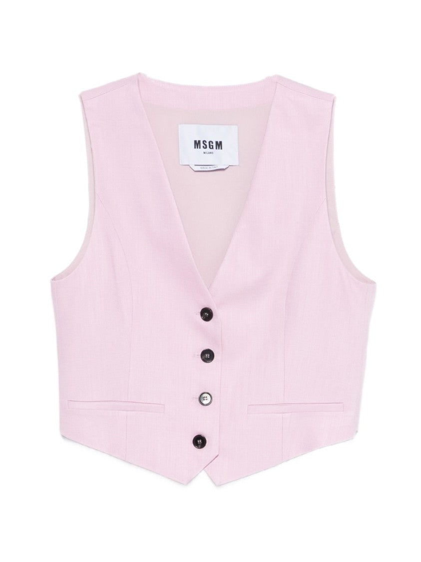Msgm Tailored Cropped Vest With V-Neckline And Button Fastening
