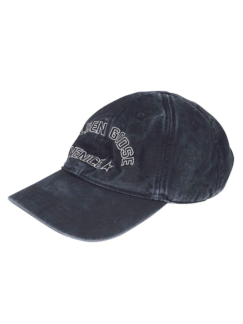 Golden Goose Black Cotton Journey Baseball Hat