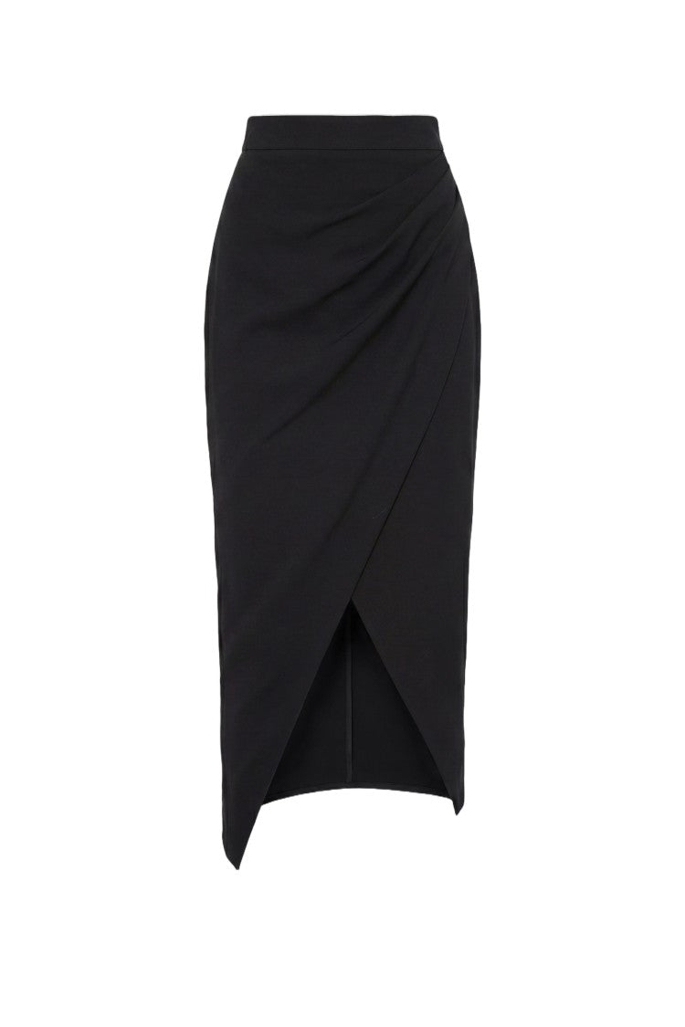 Saiid Kobeisy Asymmetric Draped Midi Skirt With High Waist Design