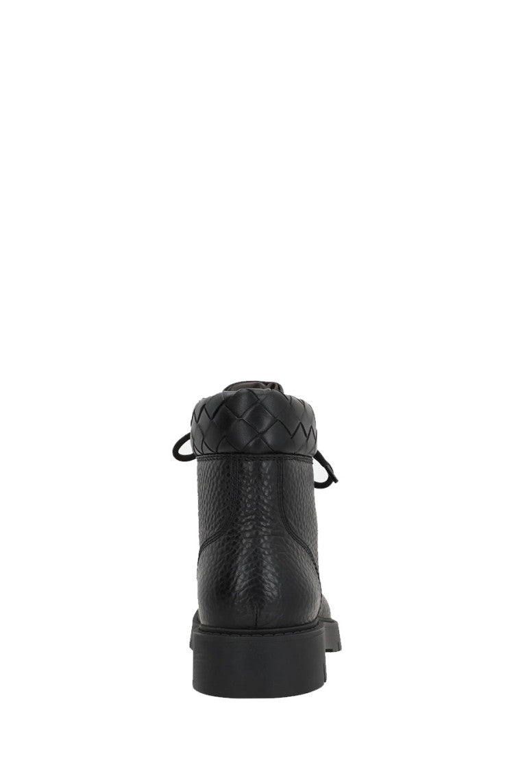 Bottega Veneta Black Quilted Collar Lug Sole Leather Boots