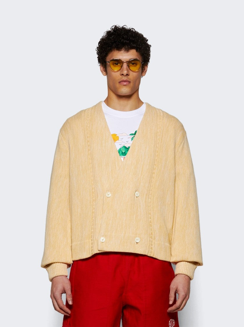 Bode Double Breasted Cardigan Marled Ivory