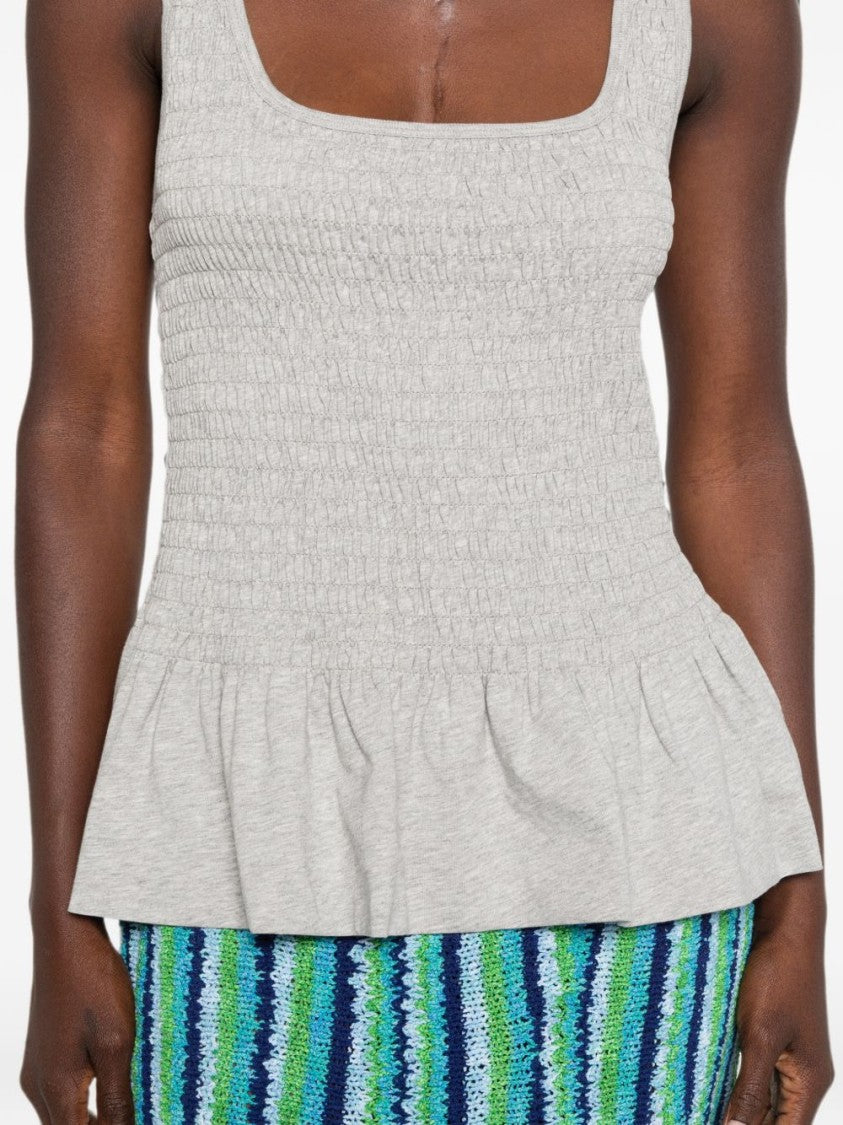 Dries Van Noten Sleeveless Square Neck Flared Peplum Top