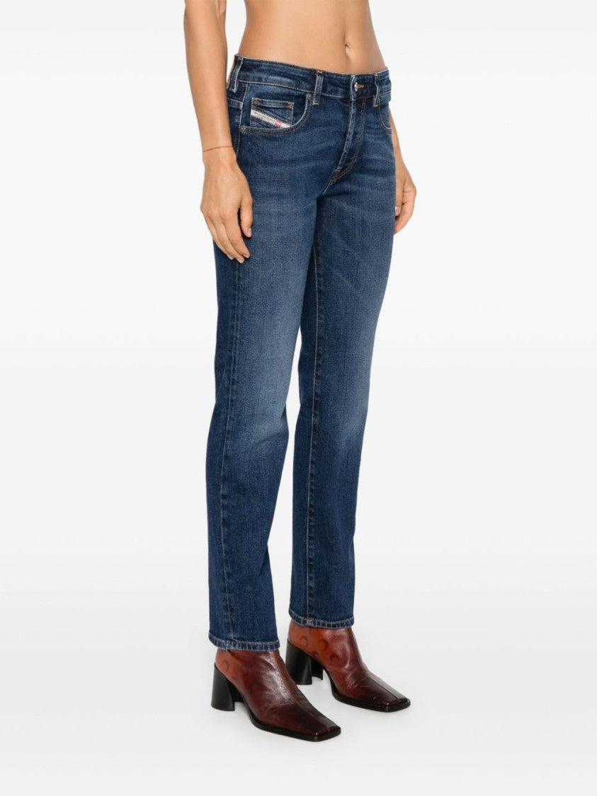 Diesel Indigo Blue Straight Leg Washed Jeans