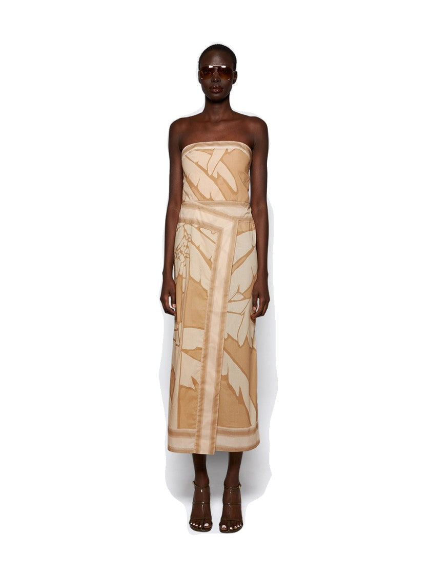 Johanna Ortiz Palms Pontoon Afternoon Ankle Dress Salty Palms Sand