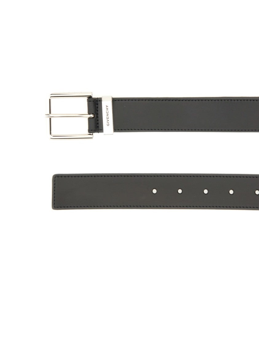 Givenchy Gentlemen Polished Rectangular Buckle Leather Belt