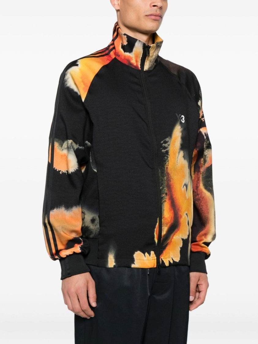 Y-3 Abstract Pattern Sweatshirt With Zip Fastening And Ribbed Edges