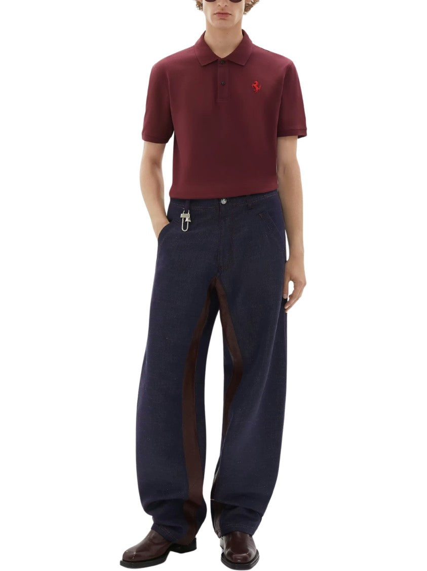 Ferrari Burgundy Prancing Horse Cotton Piqué Polo Shirt