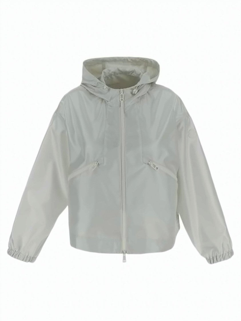 Moncler Cropped Front-Zip Moncler Jacket With Hood And Logo Patch