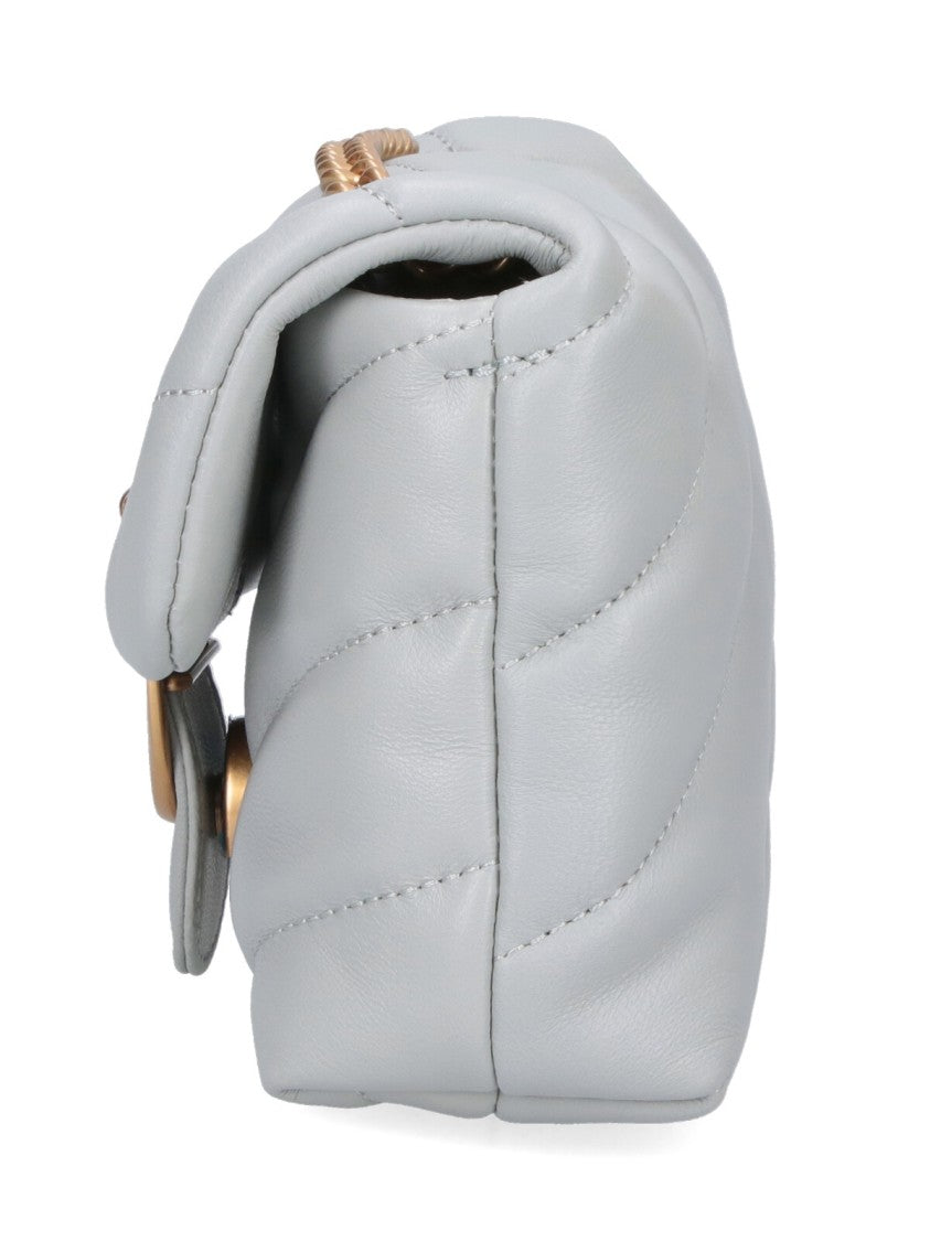 Pinko Mini Shoulder Bag With Padded Quilted Design And Golden Emblem