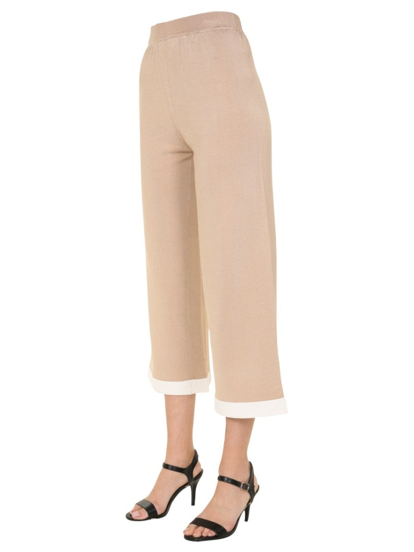 Boutique Moschino Cropped Trousers With Contrasting Hem Detail