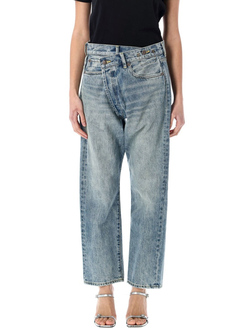 R13 Button Fly Crossover Jeans With Five Pockets