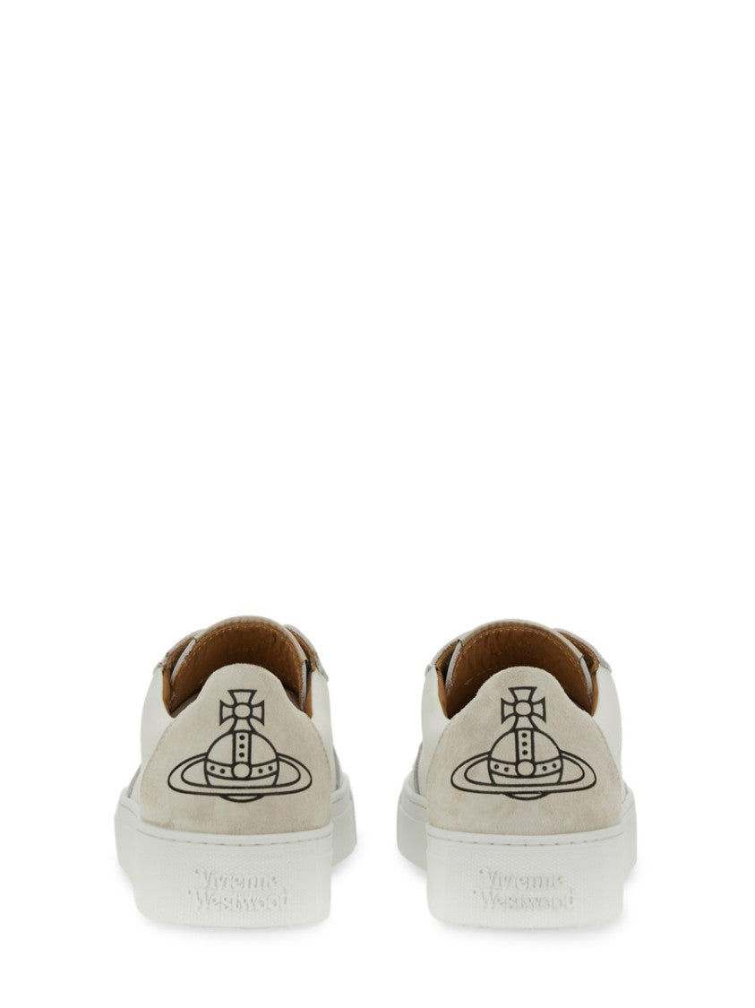Vivienne Westwood White Leather Sneakers With Embossed Logo
