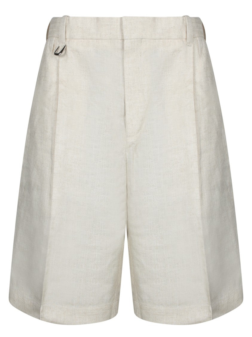 Jacquemus Beige Bermuda Shorts With Front Zip