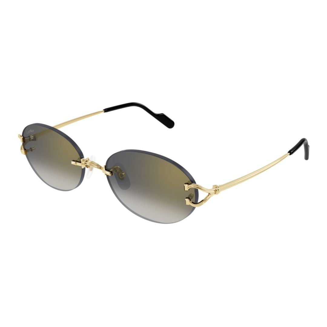 Cartier Rimless Oval Gradient Sunglasses With Gold Bridge