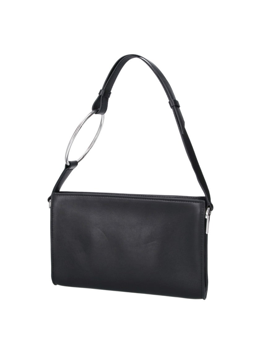 Dondup Black Calf Leather Single Handle Shoulder Bag