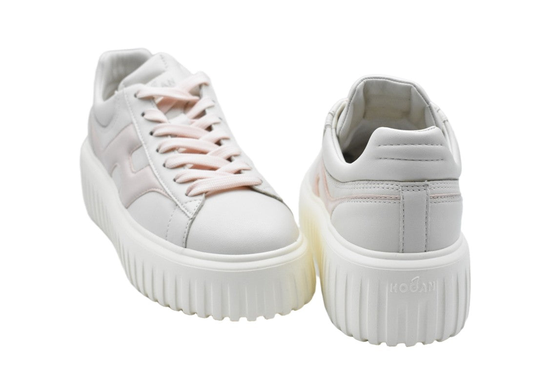 Hogan Ivory Pink Laced Elegance Flat Shoes