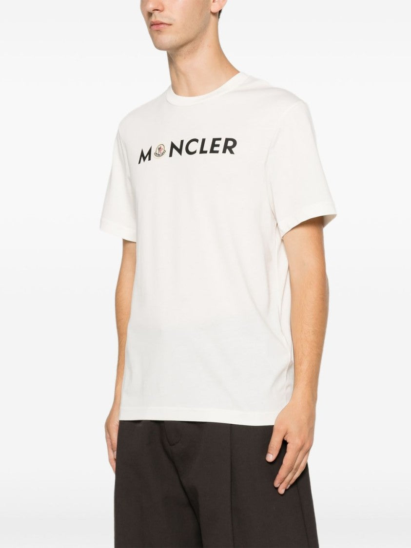 Moncler Short-Sleeve White T-Shirt With Bold Logo