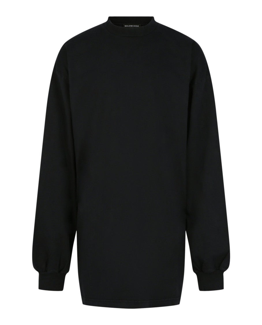 Balenciaga Cotton Long Sleeve Shirt With Ribbed Detailing And Logo Accents