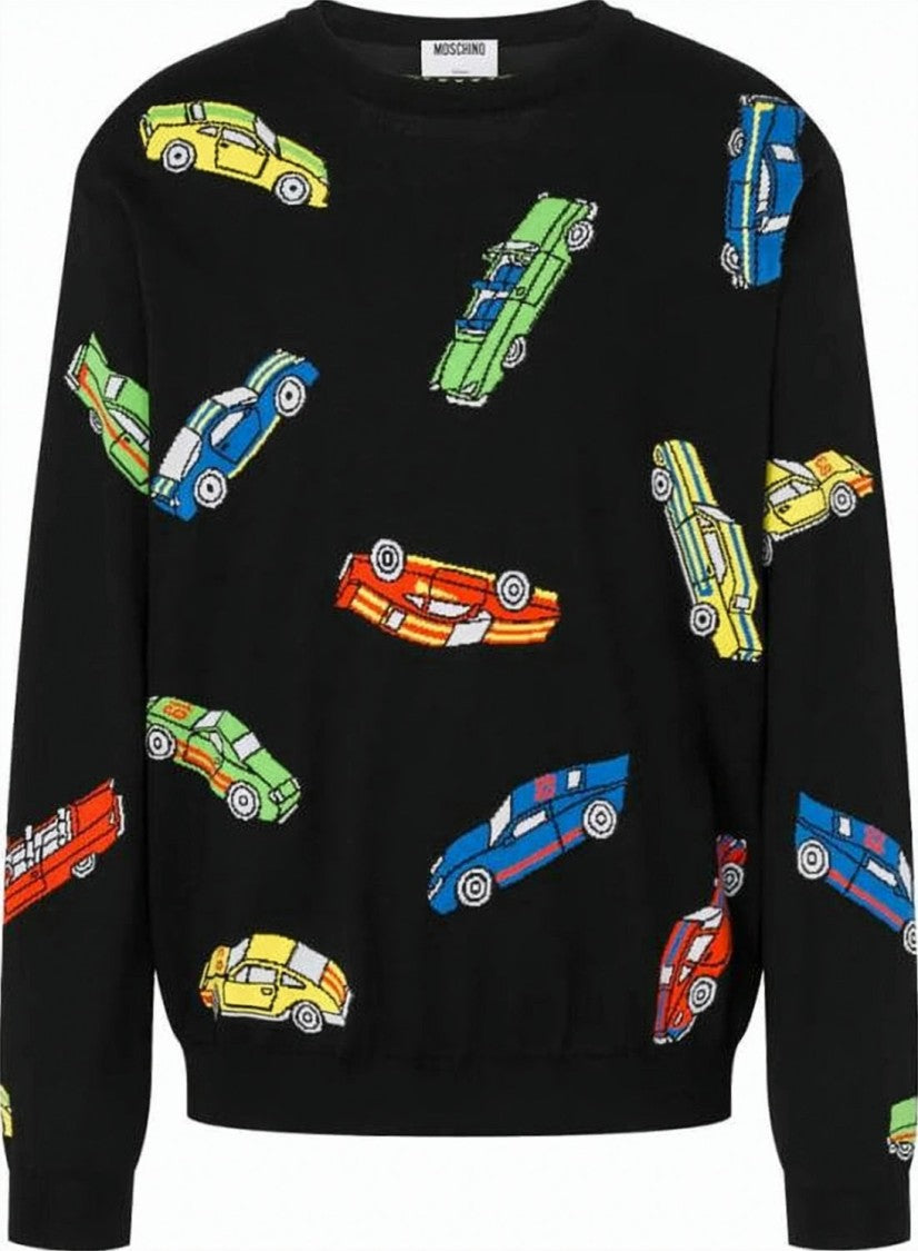 Moschino Black Sweater With Colorful Car Pattern