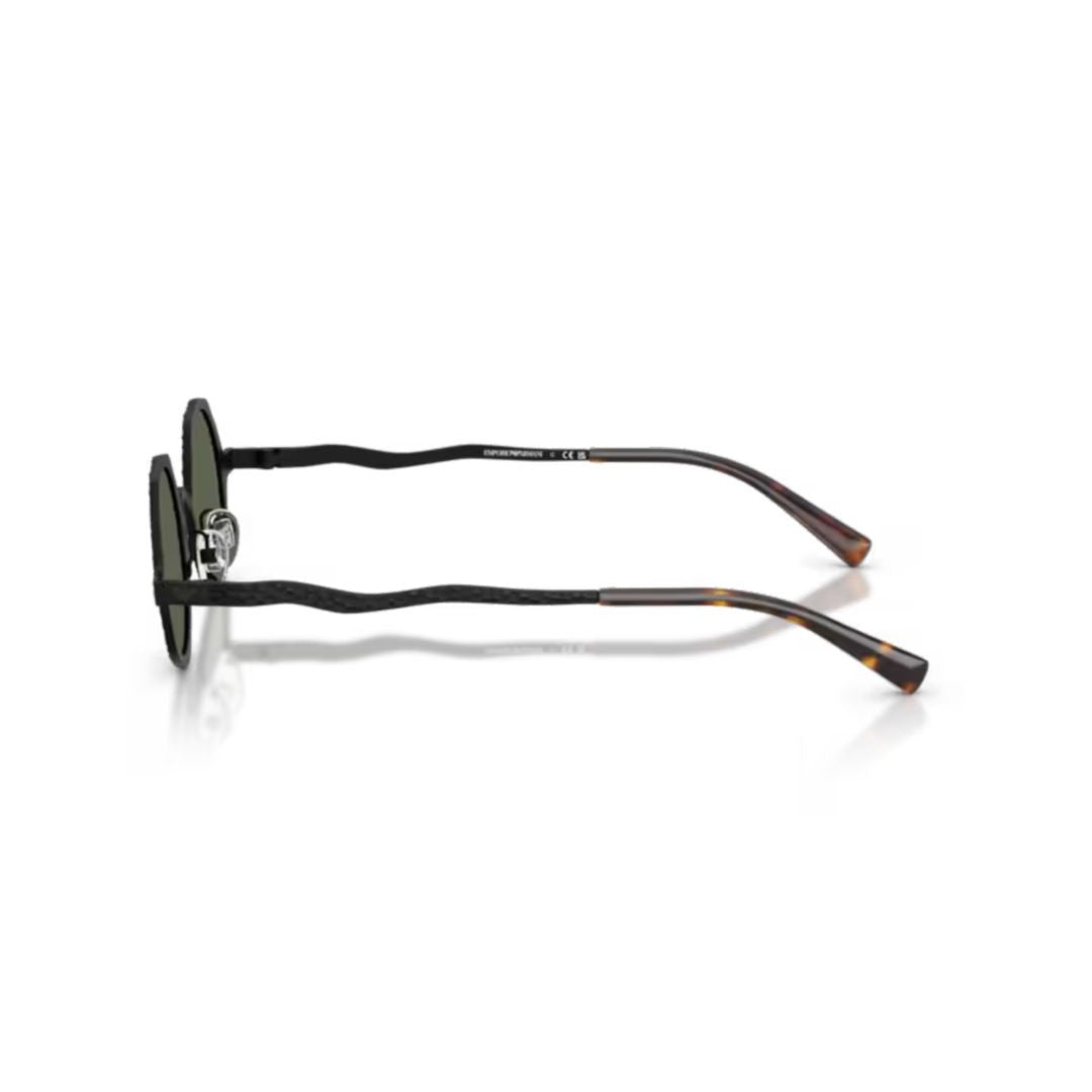 Emporio Armani 0Ea2166 Round Metal Frame Sunglasses With Textured Temples