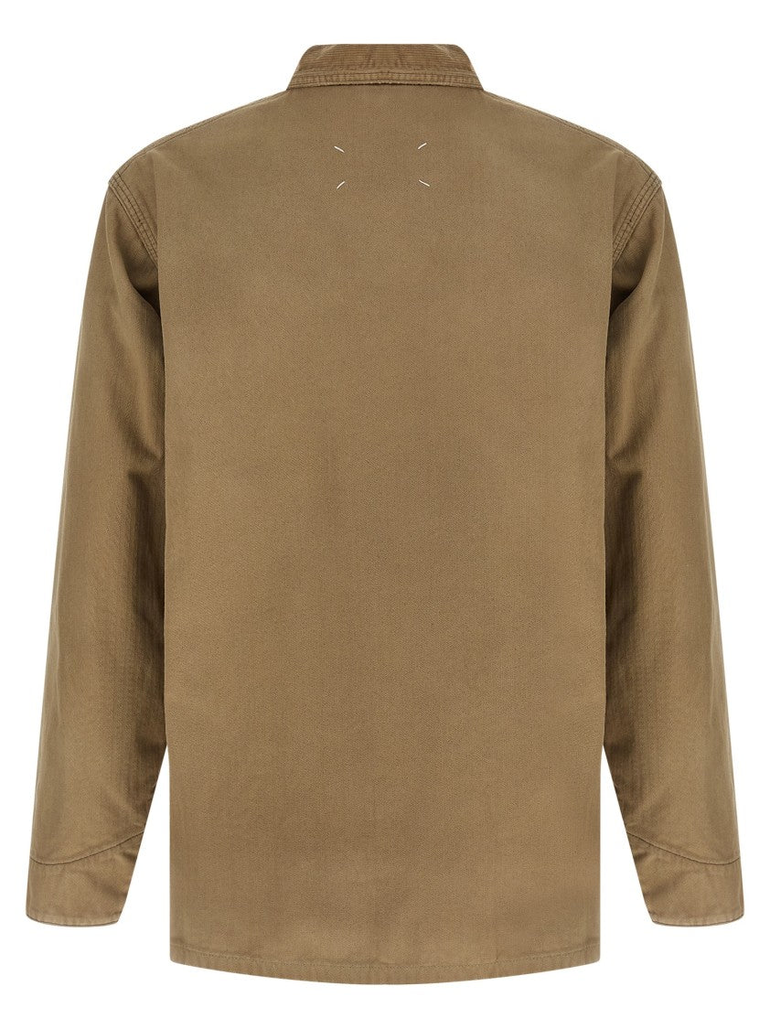 Maison Margiela Used-Effect Herringbone Cotton Canvas Jacket With Corduroy Collar