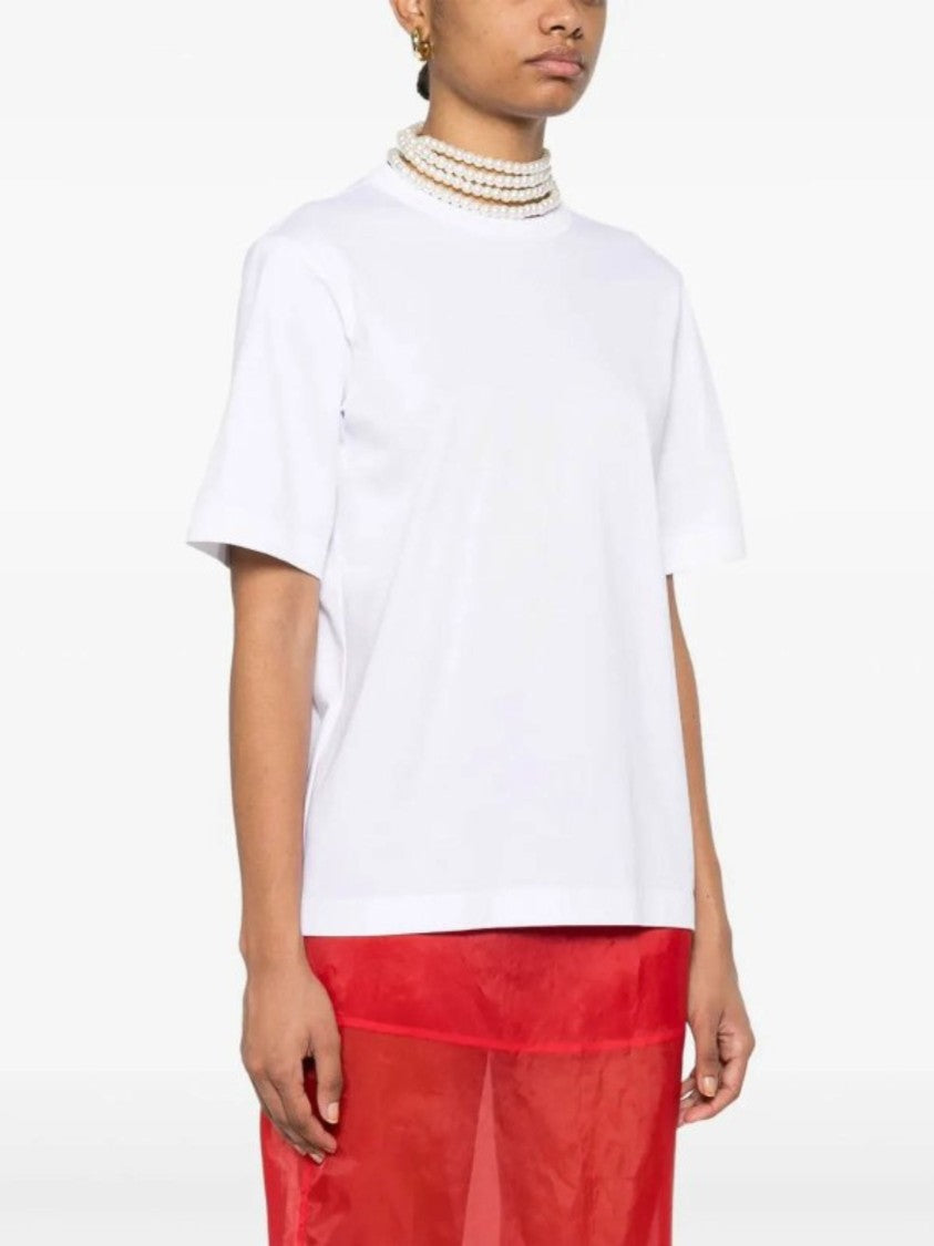 Carven White Pearl Embellished Cotton T-Shirt