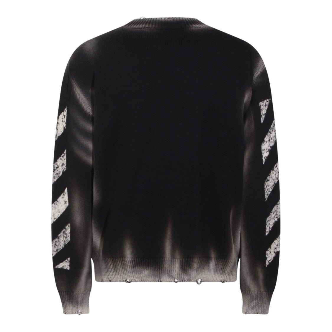 Off-White Faded Black Sweater With Distressed Details