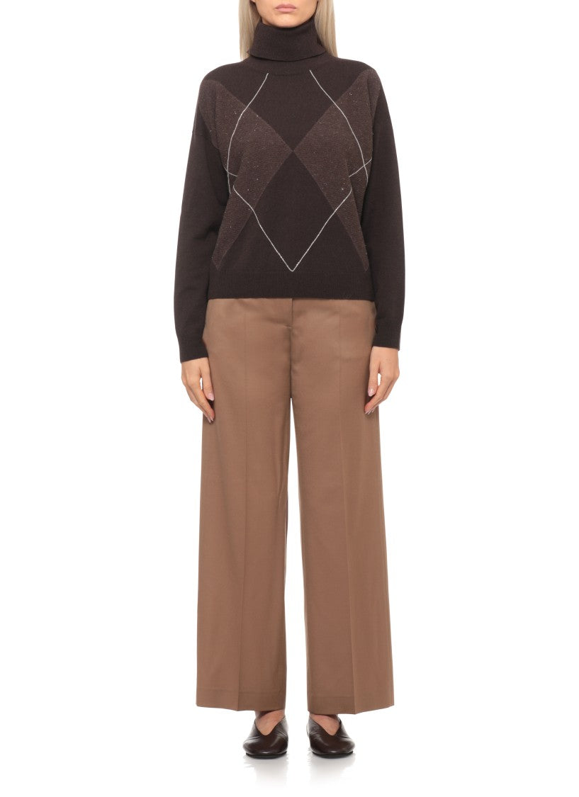 Peserico Structured Wool Blend Sweater With Geometric Pattern