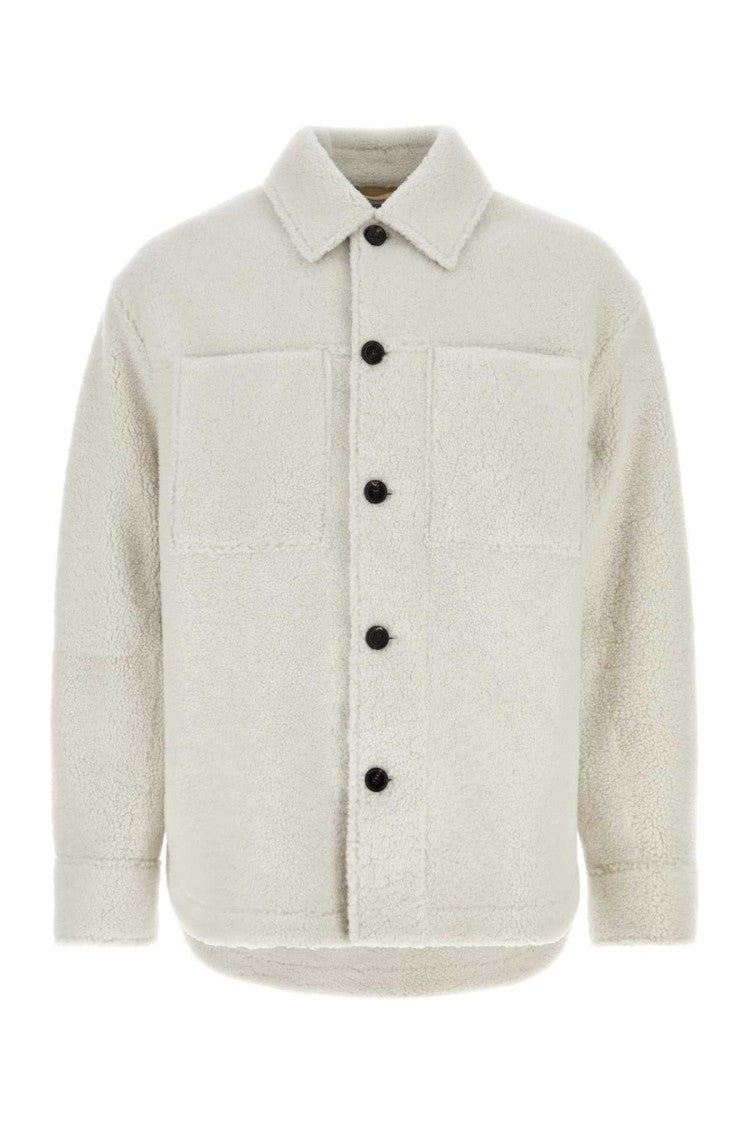 Bottega Veneta Chalk Shearling Oversize Shirt