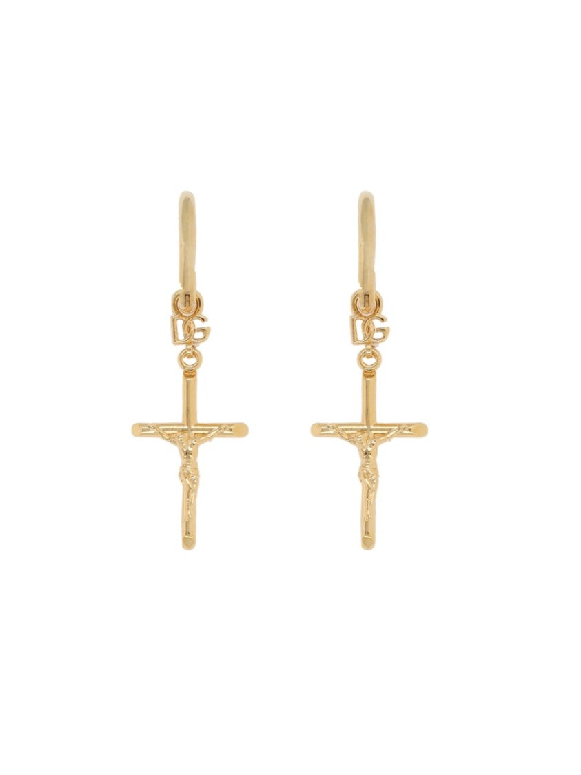 Dolce & Gabbana Dna Brass Crucifix Earrings