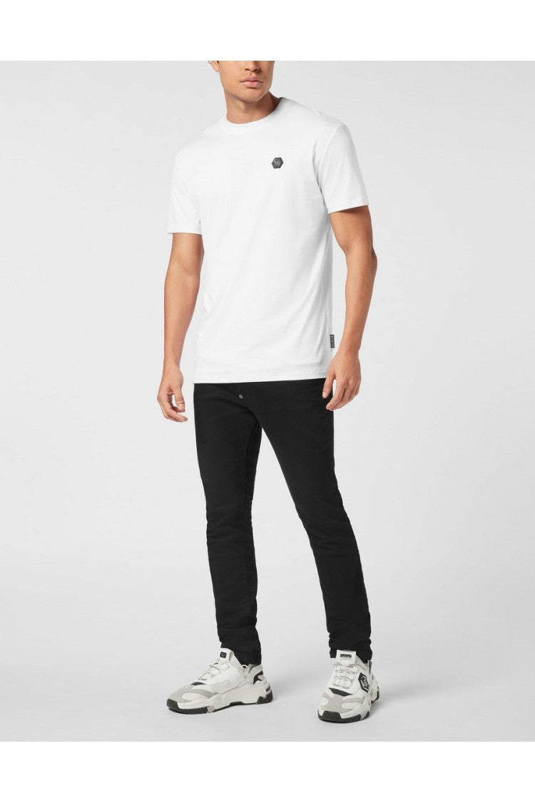 Philipp Plein White Hexagon Patch Cotton T-Shirt