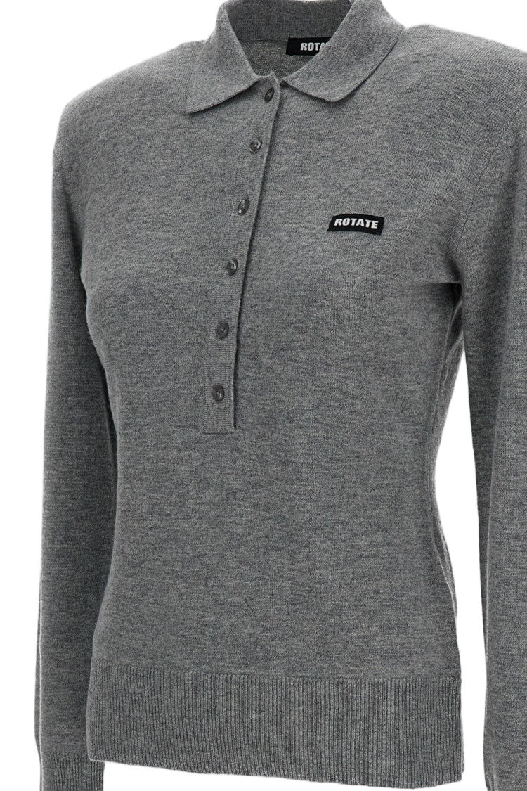 Rotate Grey Merino Wool Cashmere Slim Cardigan