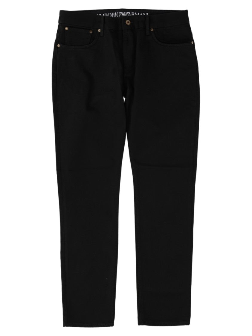 Emporio Armani Classic Five-Pocket Black Jeans With Subtle Logo Detail