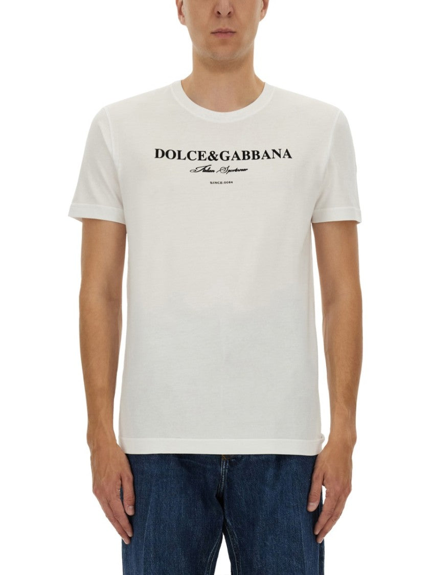 Dolce & Gabbana White Cotton T-Shirt With Stylish Print