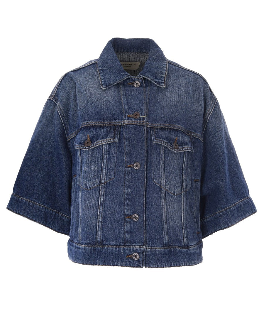Max Mara Cropped Denim-Inspired Jacket With Contrast Stitching