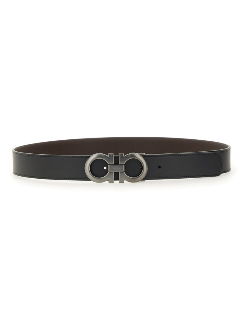 Ferragamo Reversible Dark Brown Calfskin Belt