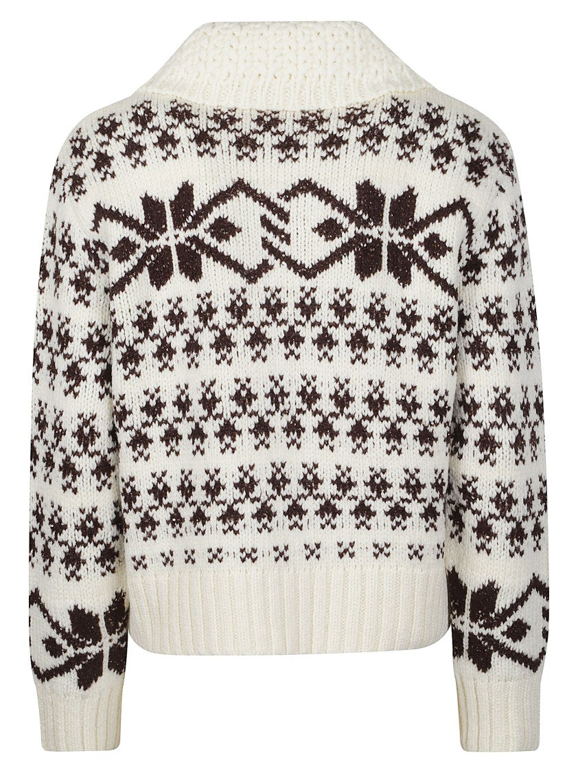 Moncler Tricot Chunky Nordic Zip-Up Virgin Wool-Blend Cardigan