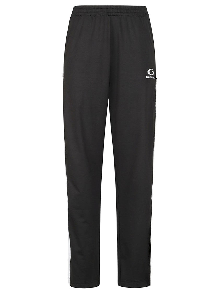 Balenciaga Mid-Waist Fleece Track Pants With Contrasting Bands