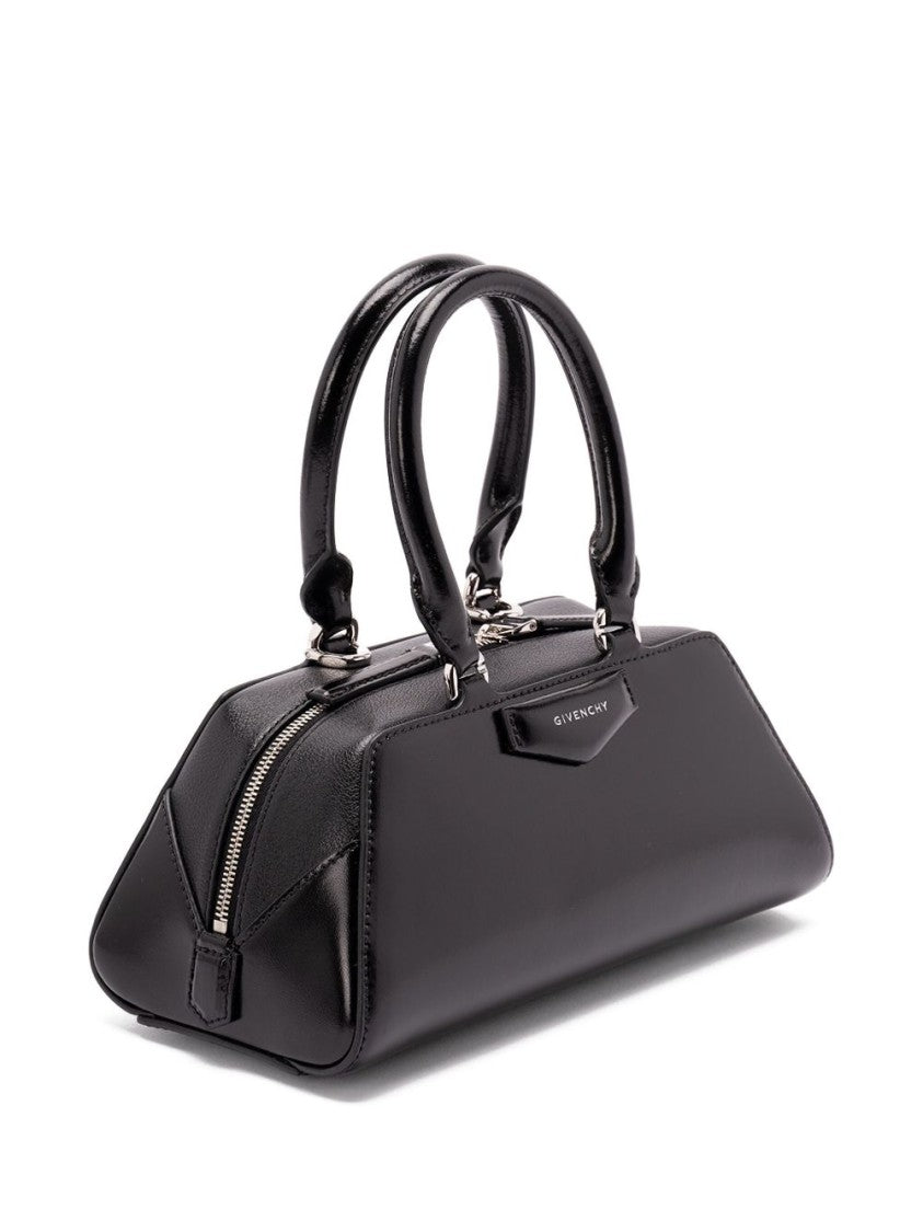 Givenchy Structured Black Handbag With Glossy Finish And Versatile Straps