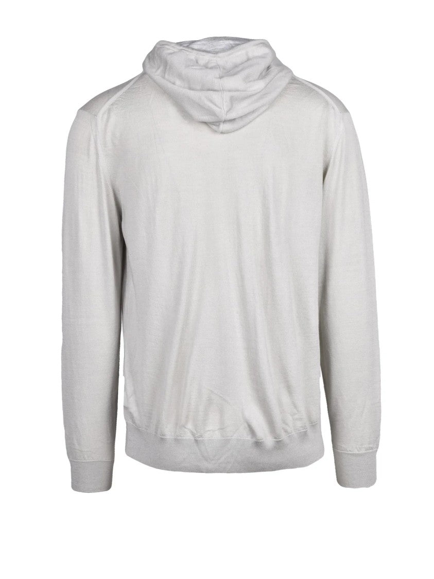 Eleventy Light Grey Wool Silk Men's Zip Cardigan