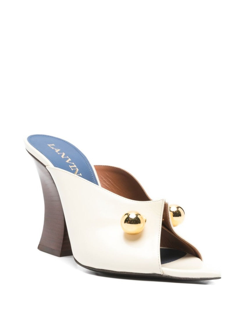 Lanvin Beige Neutrals Gold Hardware Open Sandals