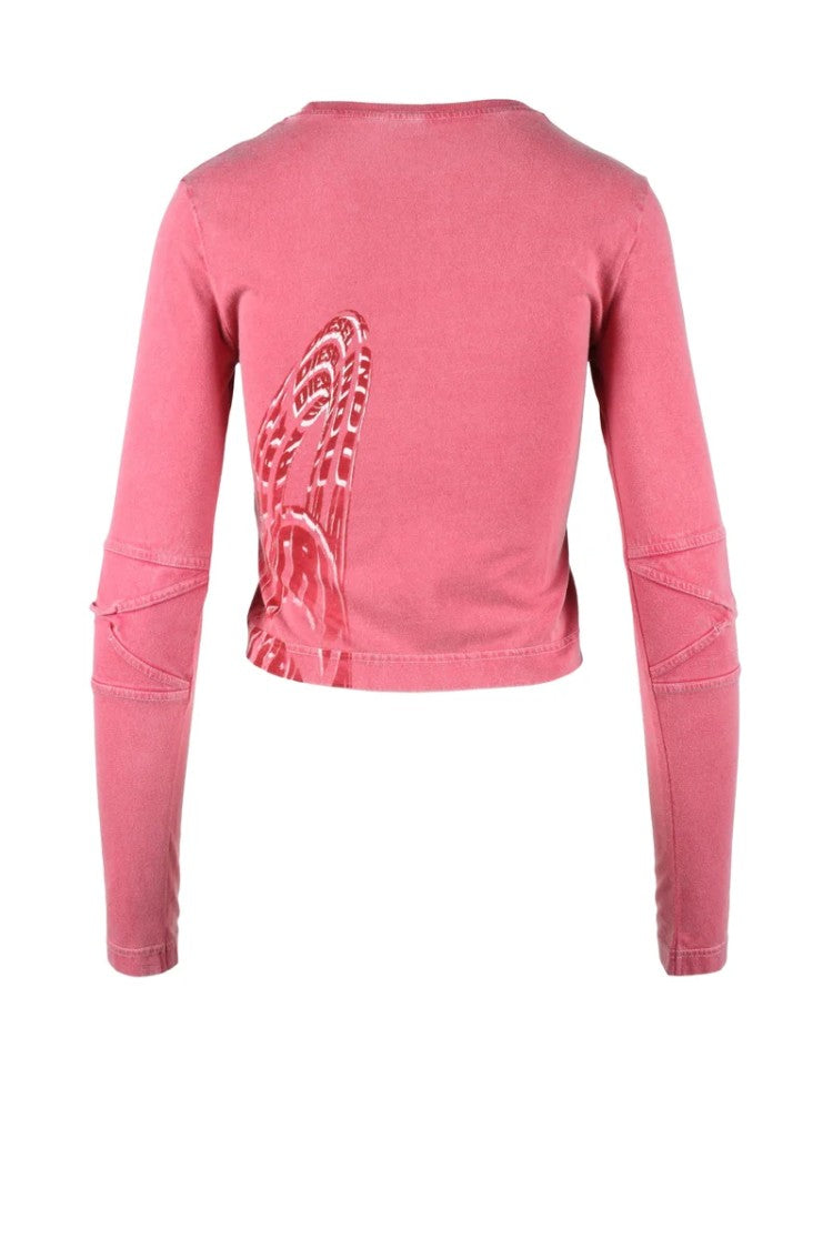 Diesel Pink Cropped Cotton T-Shirt