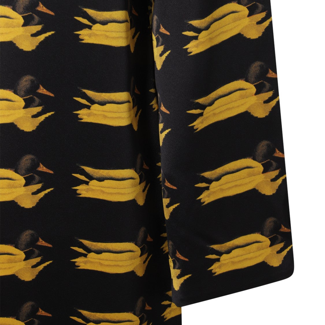 Burberry Pear Print Silk Dress With High Collar And Button Closure