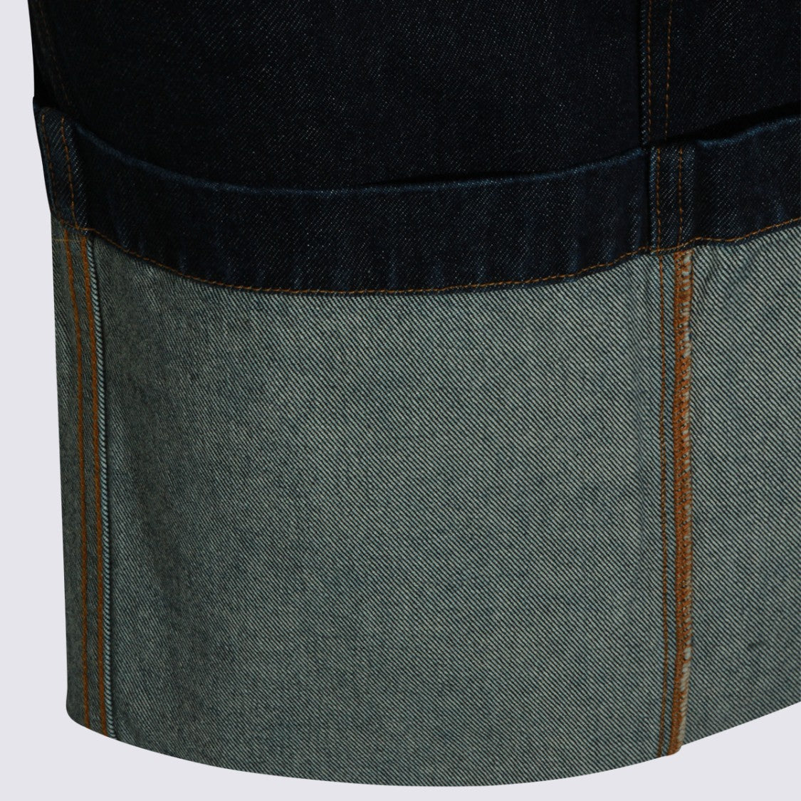 Khaite Two-Tone Denim Midi Skirt With Structured Silhouette