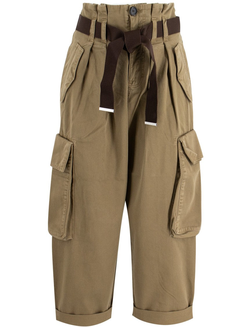 Pinko High-Waisted Cargo Trousers With Knotted Belt