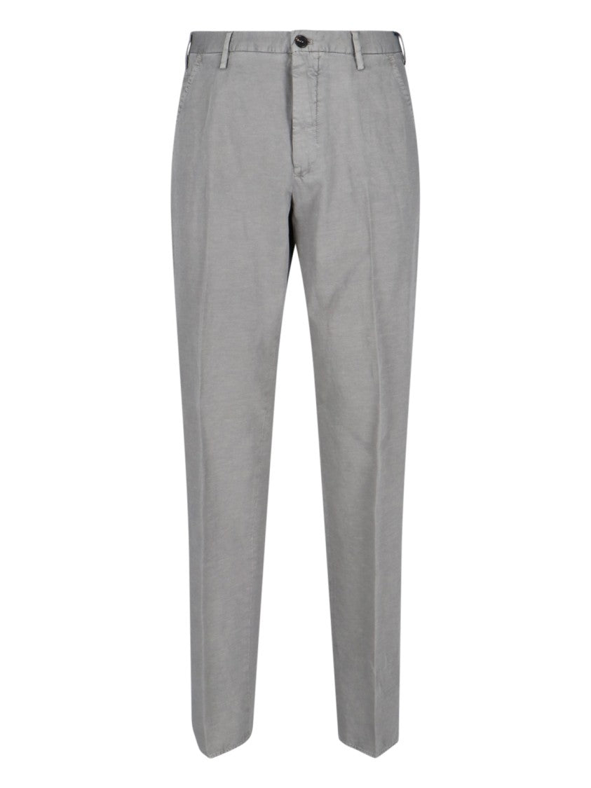 Incotex High-Waisted Grey Chino Pants With Straight Leg Design