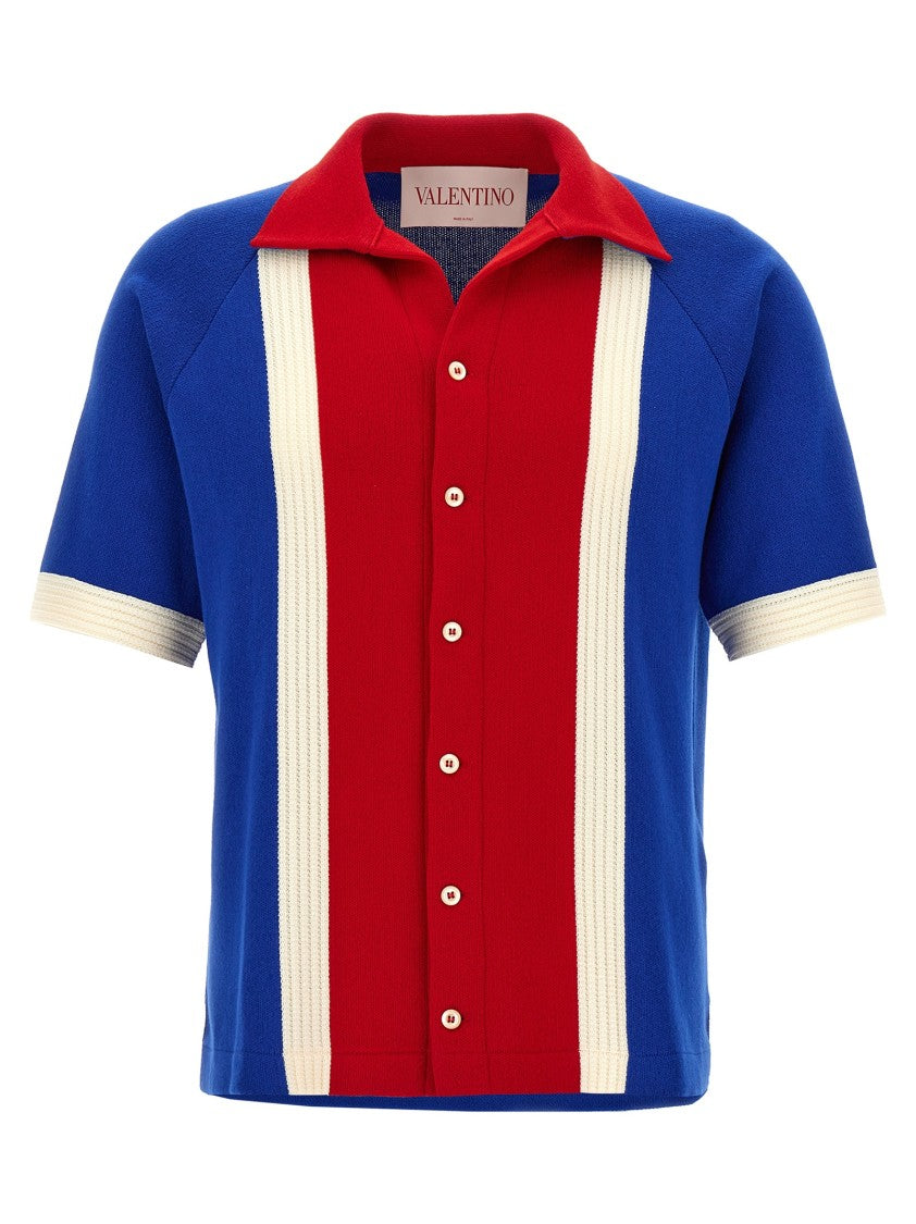 Valentino Garavani Knitted Cotton Shirt With Built-In Stripes